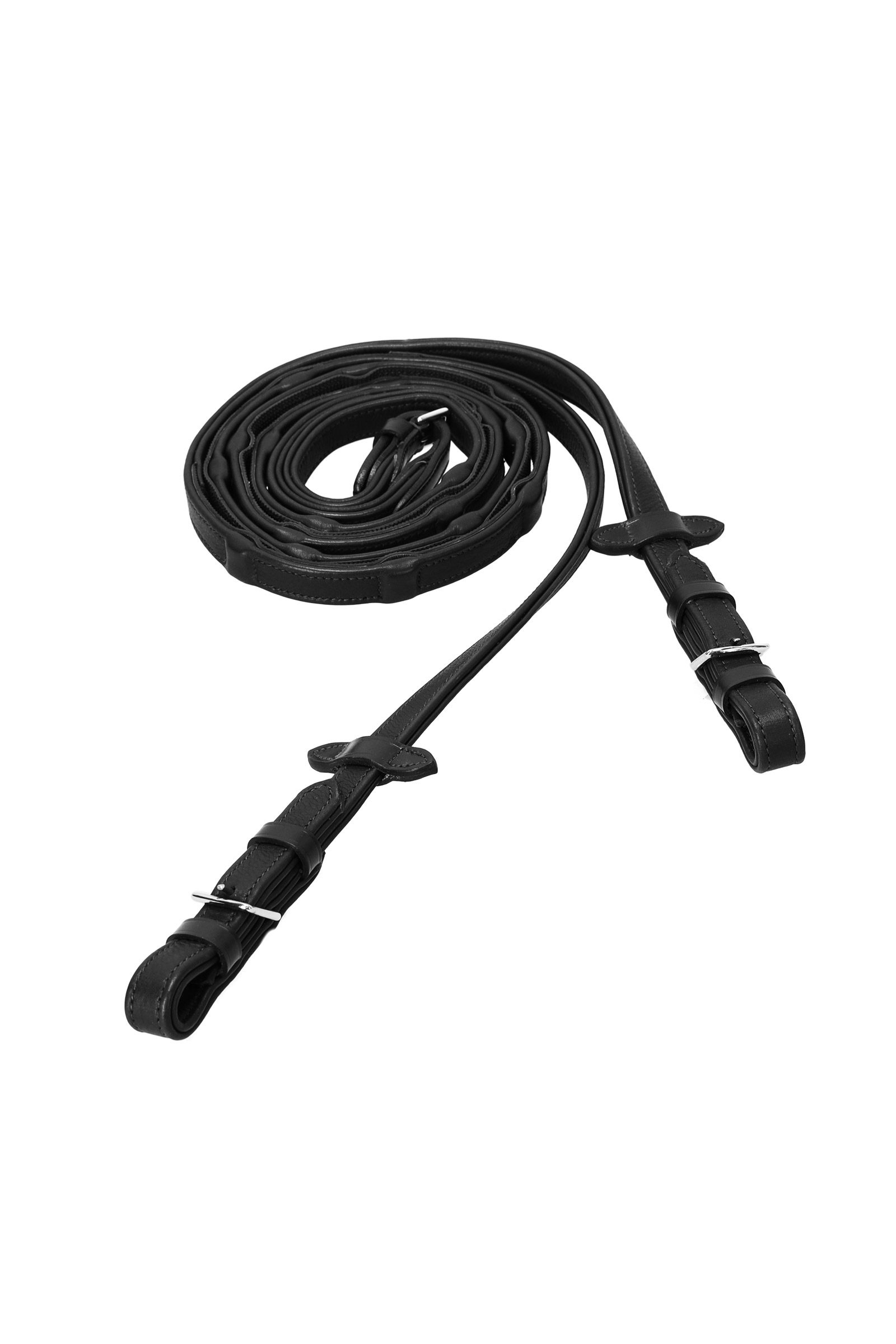 black/silver Schockemöhle Sports Durasoft Zügel mit Grip, breit (18 mm)