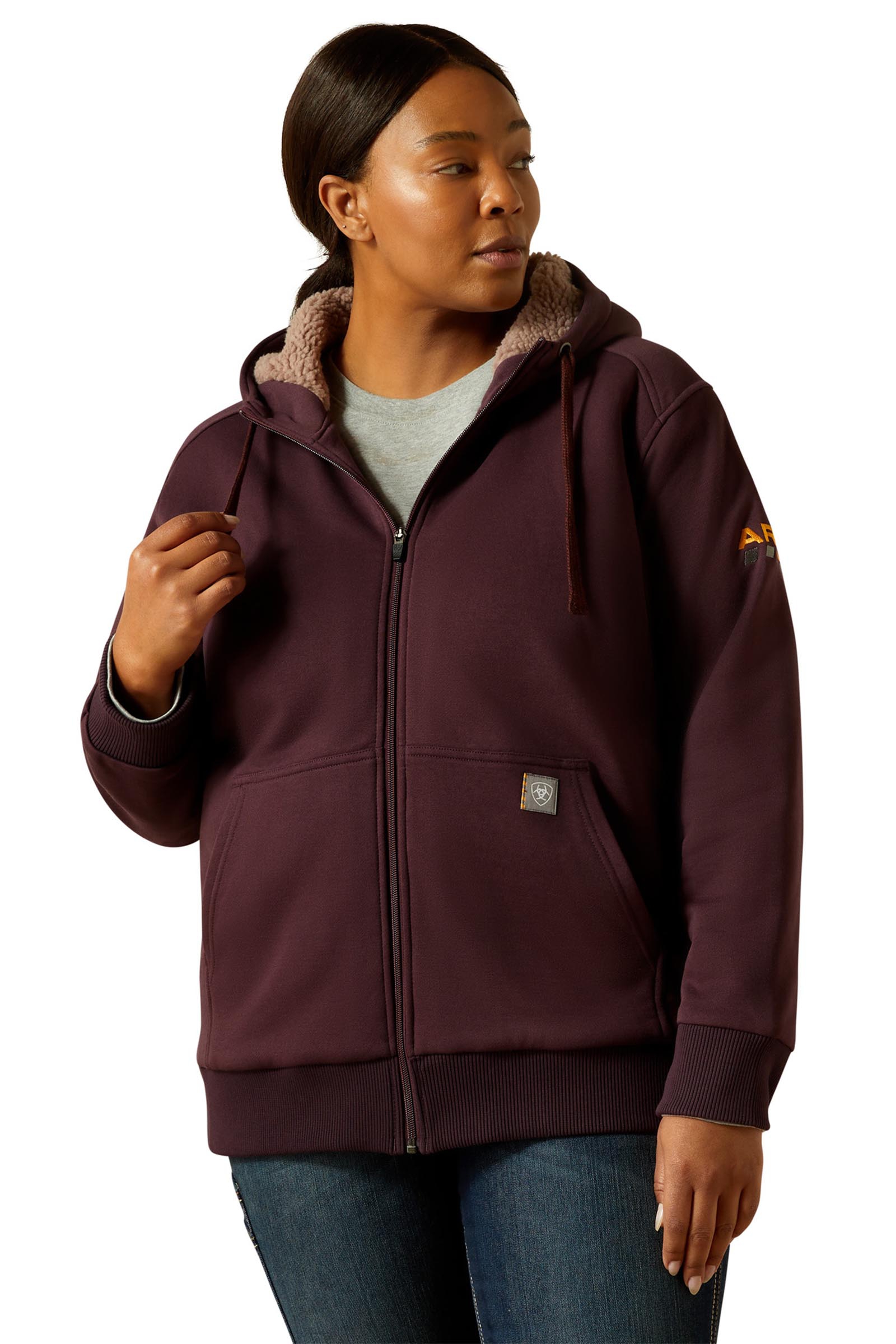 Fudge Ariat Rebar All-Weather Sherpa Damen Hoodie mit Rei&szlig;verschluss