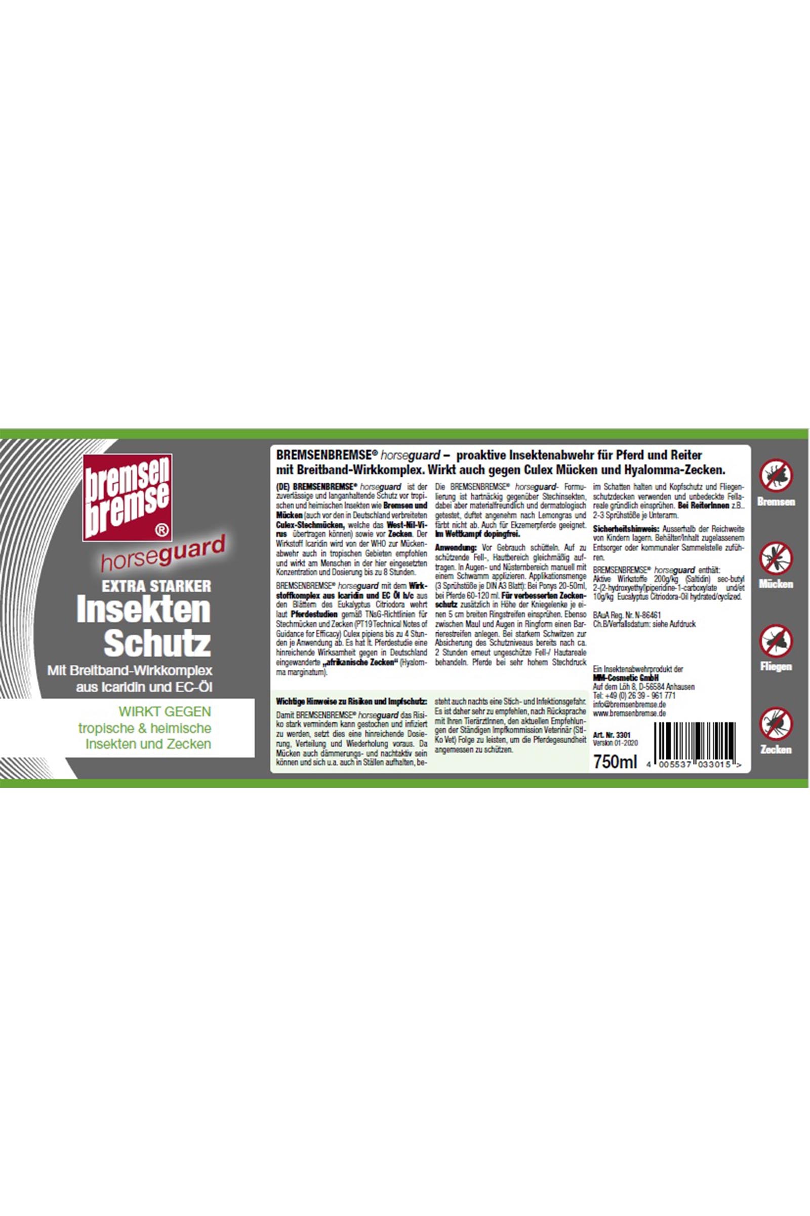 Bremsenbremse Horseguard Insektenschutz, Fliegenspray, 750 ml