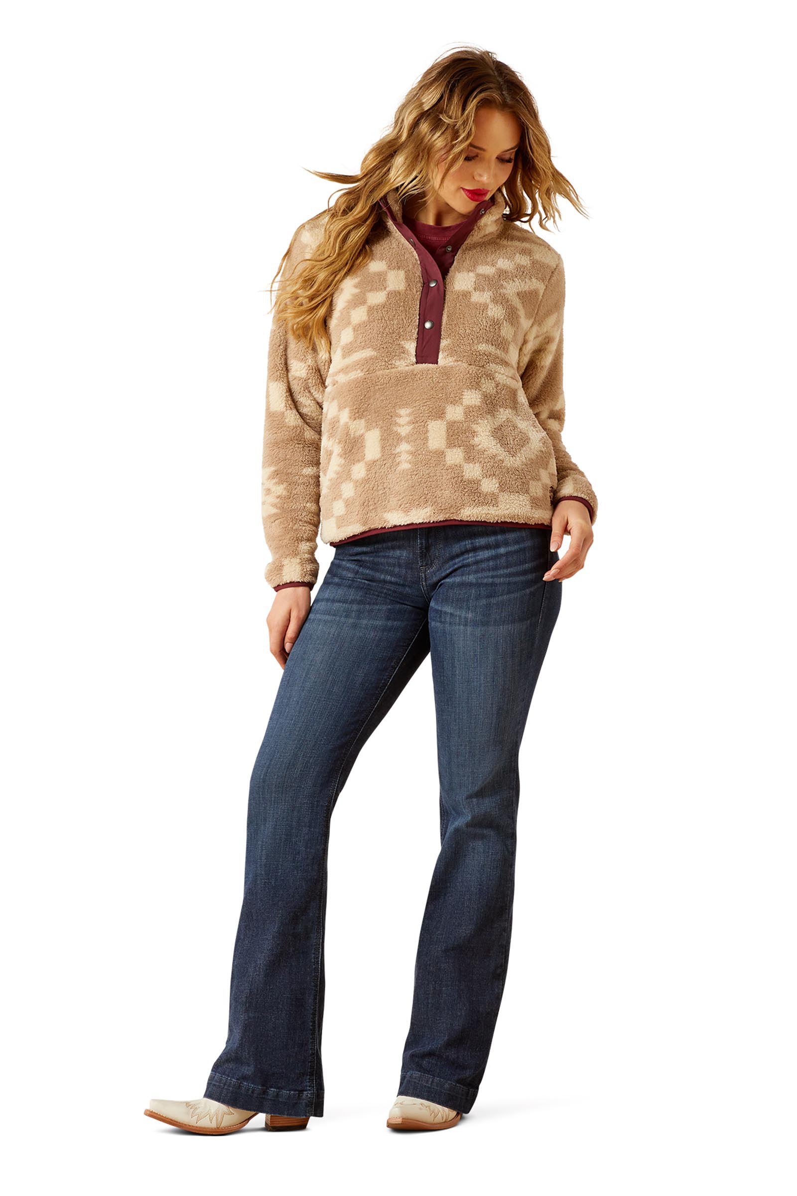 Ariat Berber Snap Damen Pullover mit 1/2-Knopfleiste