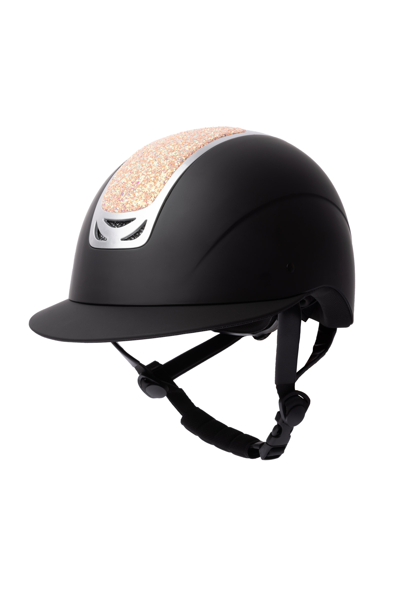 Black/Peach Horze Arix II Reihelm mit Kristallverzierung