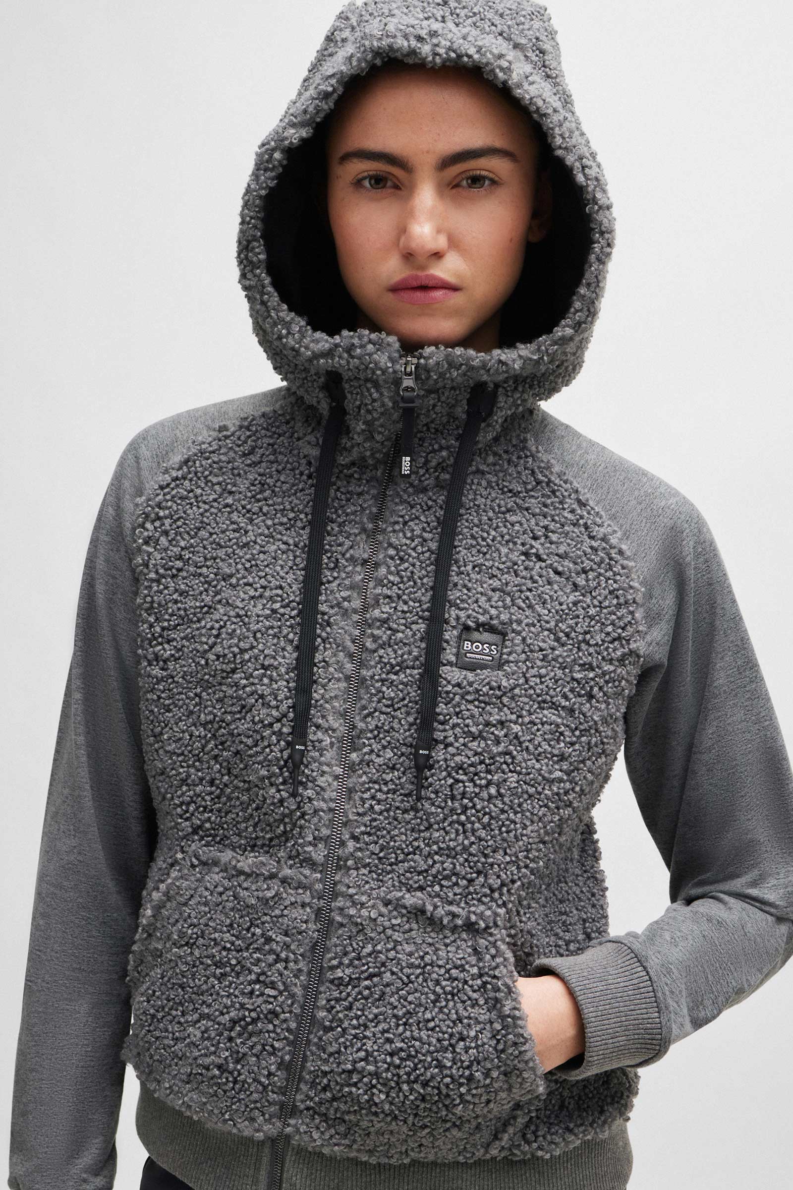 Boss Riva Teddy Hybrid Zip Hoodie 