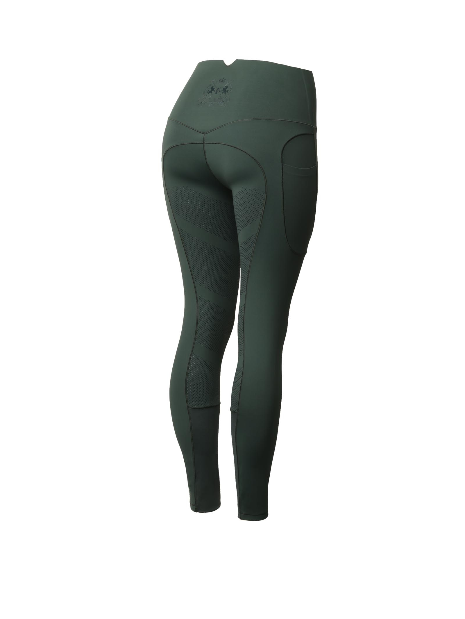 Scarab green B Vertigo Leonora Damen nahtlose Thermo-Reithosen mit Vollbesatz