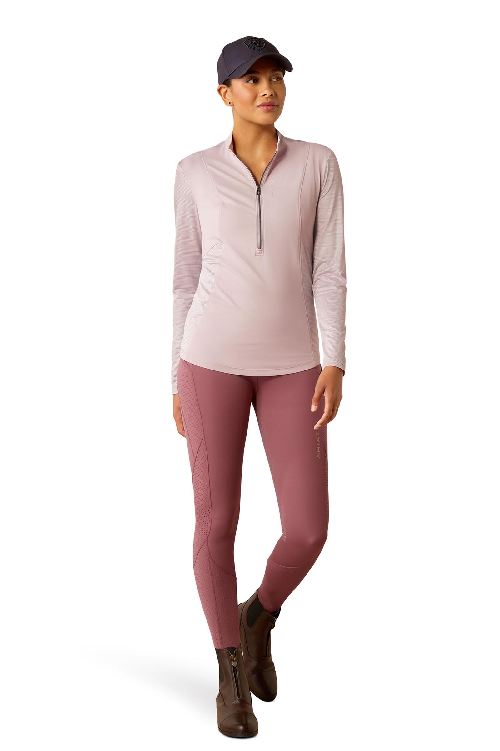 Ariat Breathe Damen-Funktionsshirt mit langen &Auml;rmeln und 1/4 Rei&szlig;verschluss