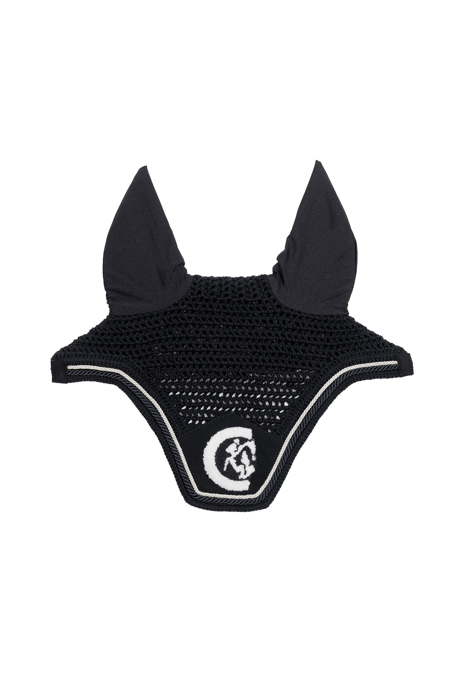 black Kentucky Horsewear Fliegenhaube Wellington 3D Logo rope