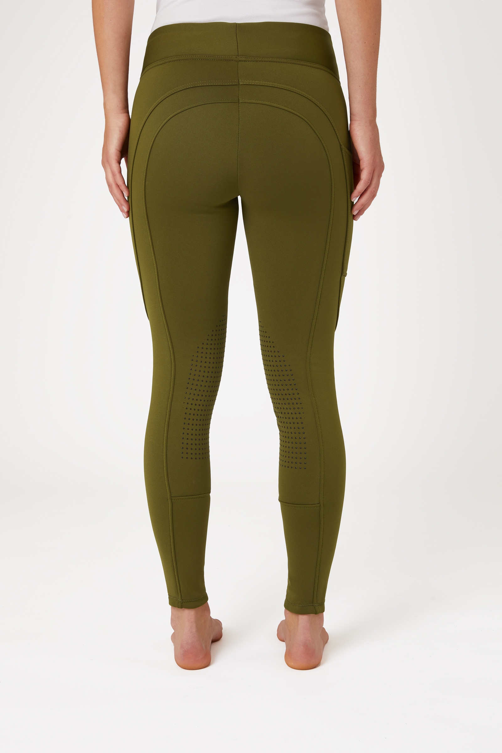 Horze Active Damen Winter Kniebesatzreitleggings mit Handytasche