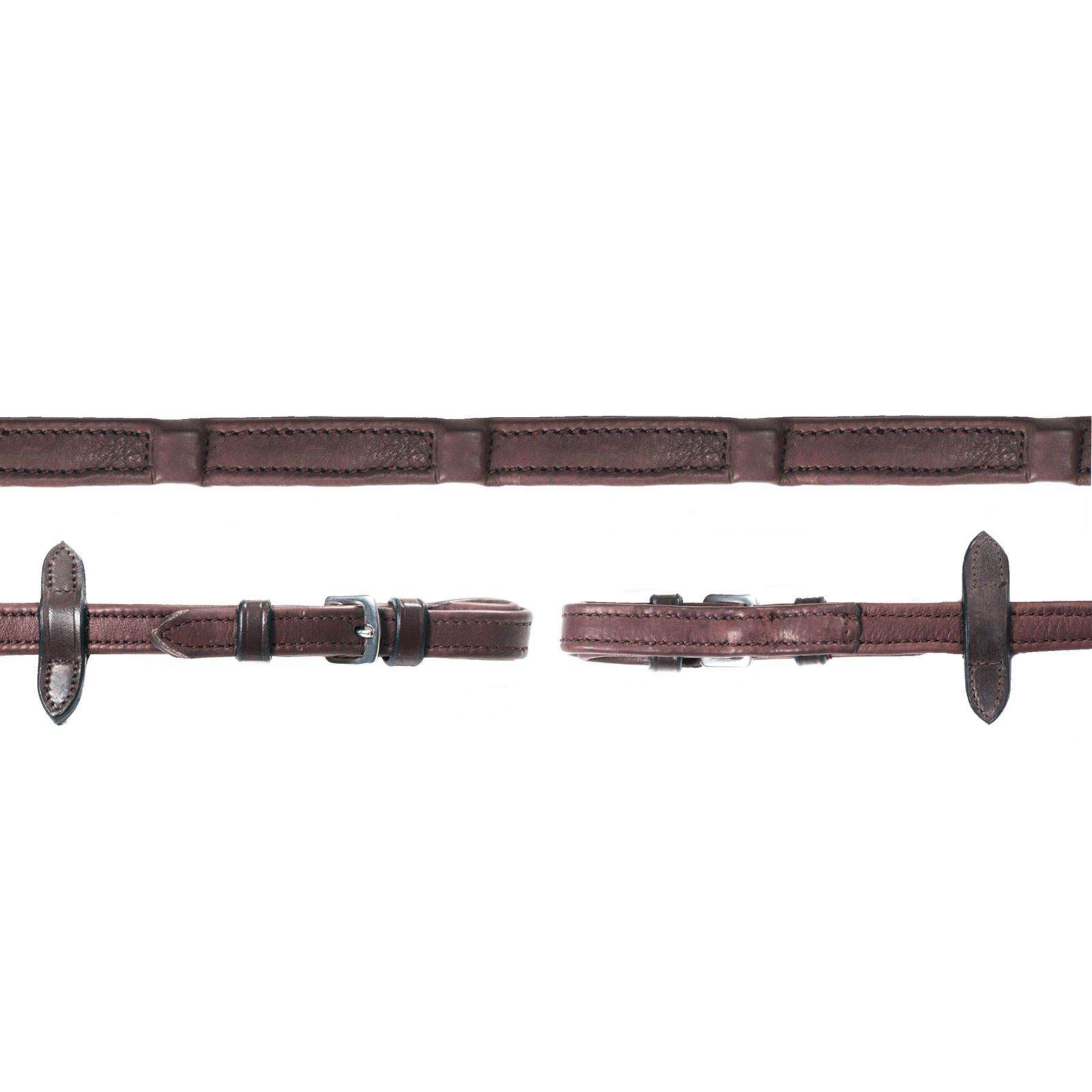 Dark Brown/Silver Schockmöhle Sports Durasoft Lederzügel, Nyloneinlage