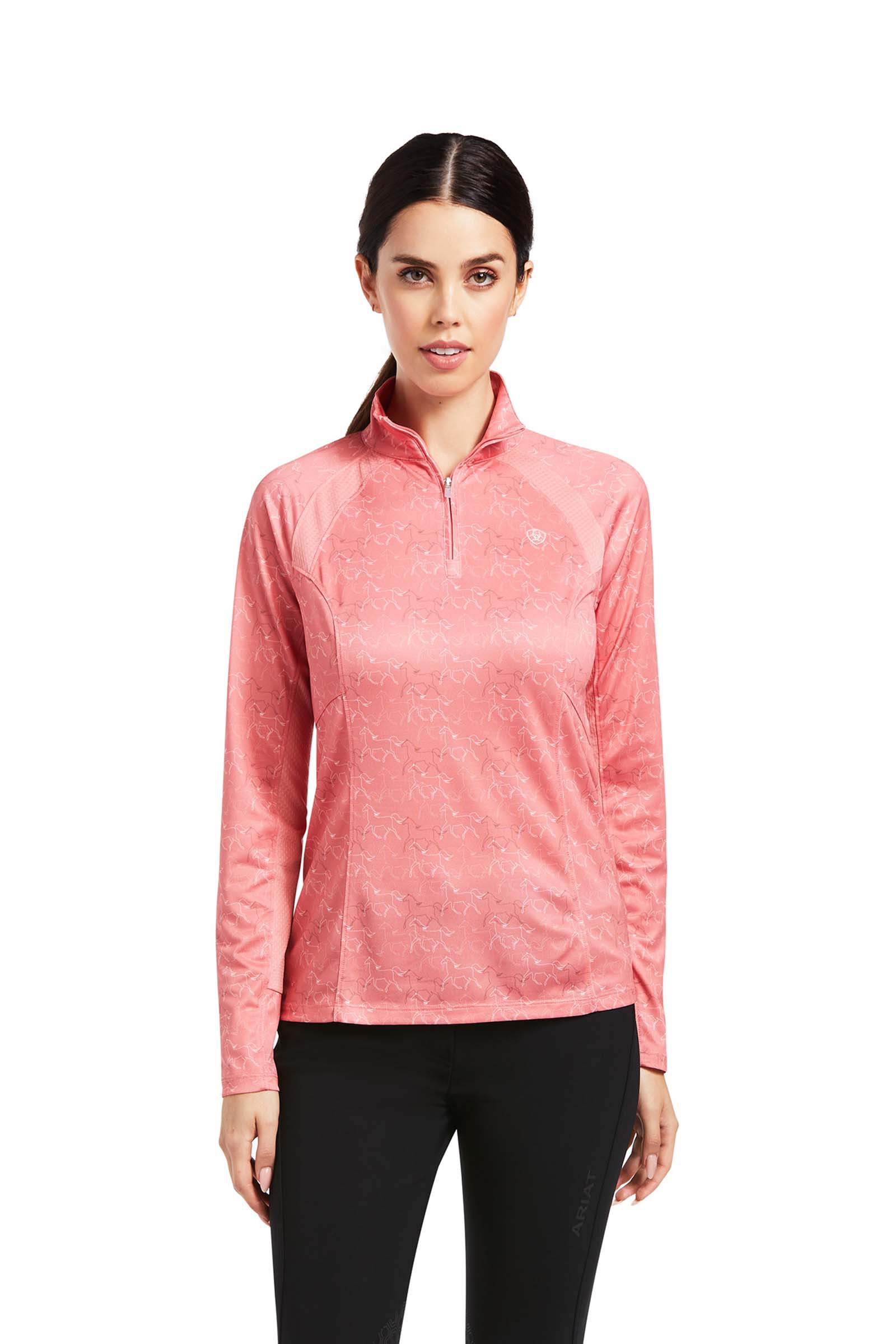 Potpourri pink Ariat Sunstopper 2.0 Damen 1/4 Zip Baselayer Shirt