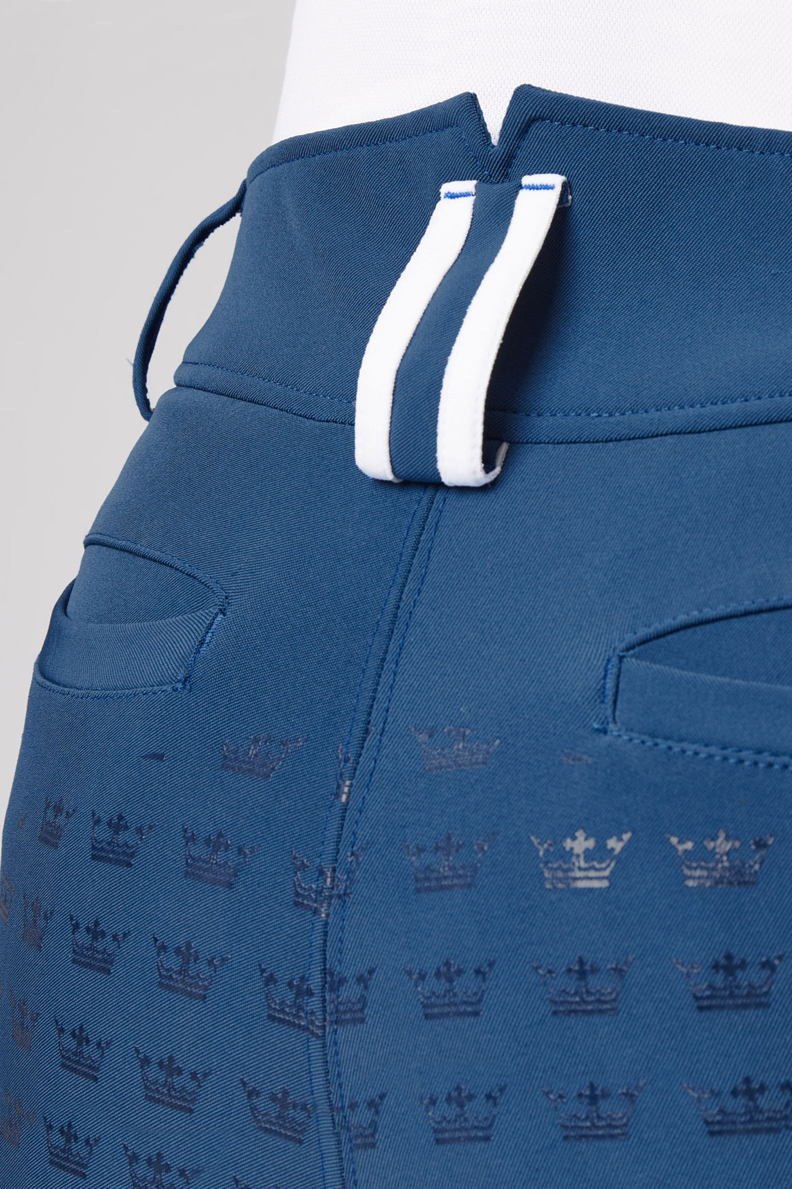 Reithose mit Vollbesatz mit hohem Bund und Kontrasteinfassung