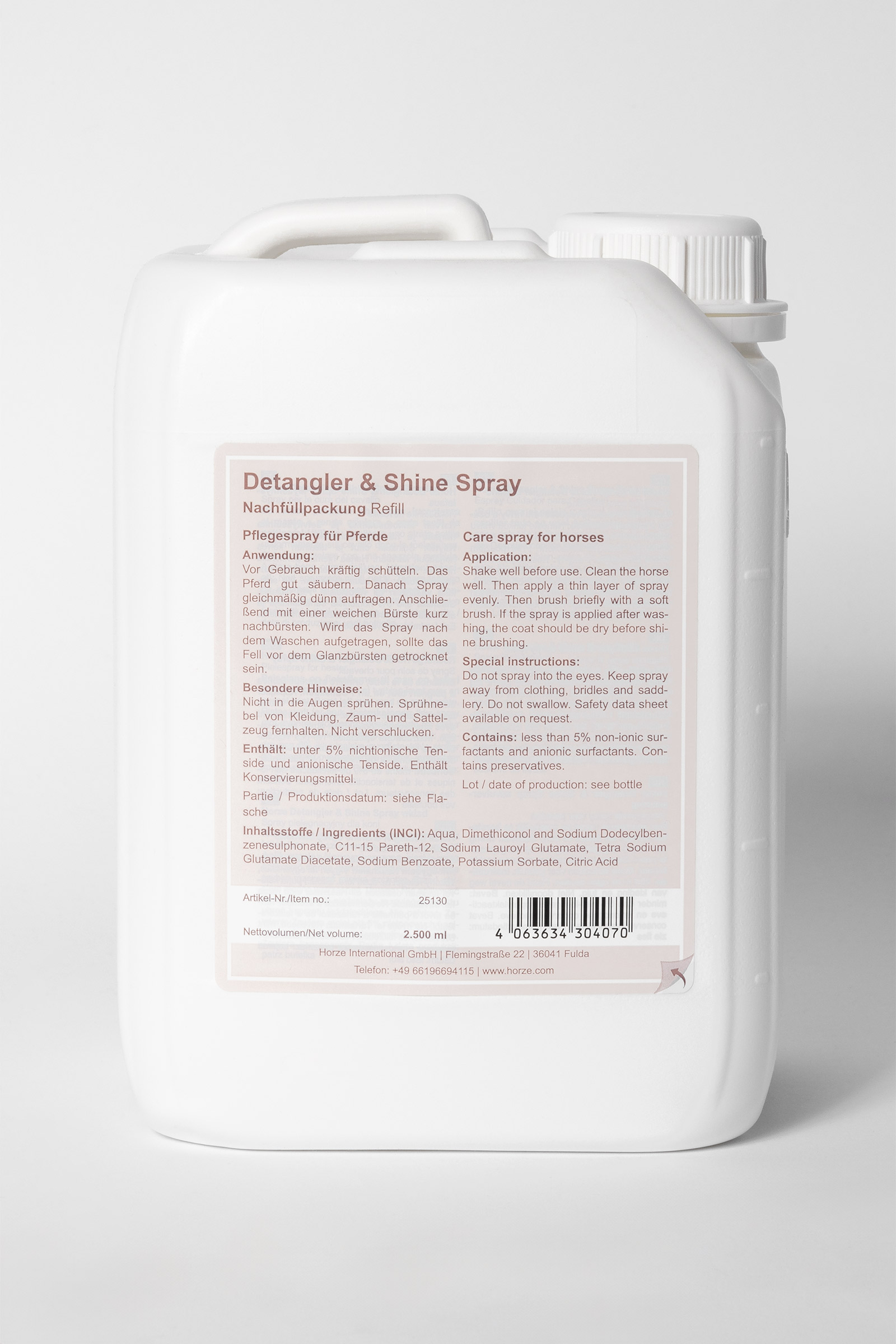 Horze Mähnen- und Schweif Glanz Spray Nachfüllpack, 2.5l