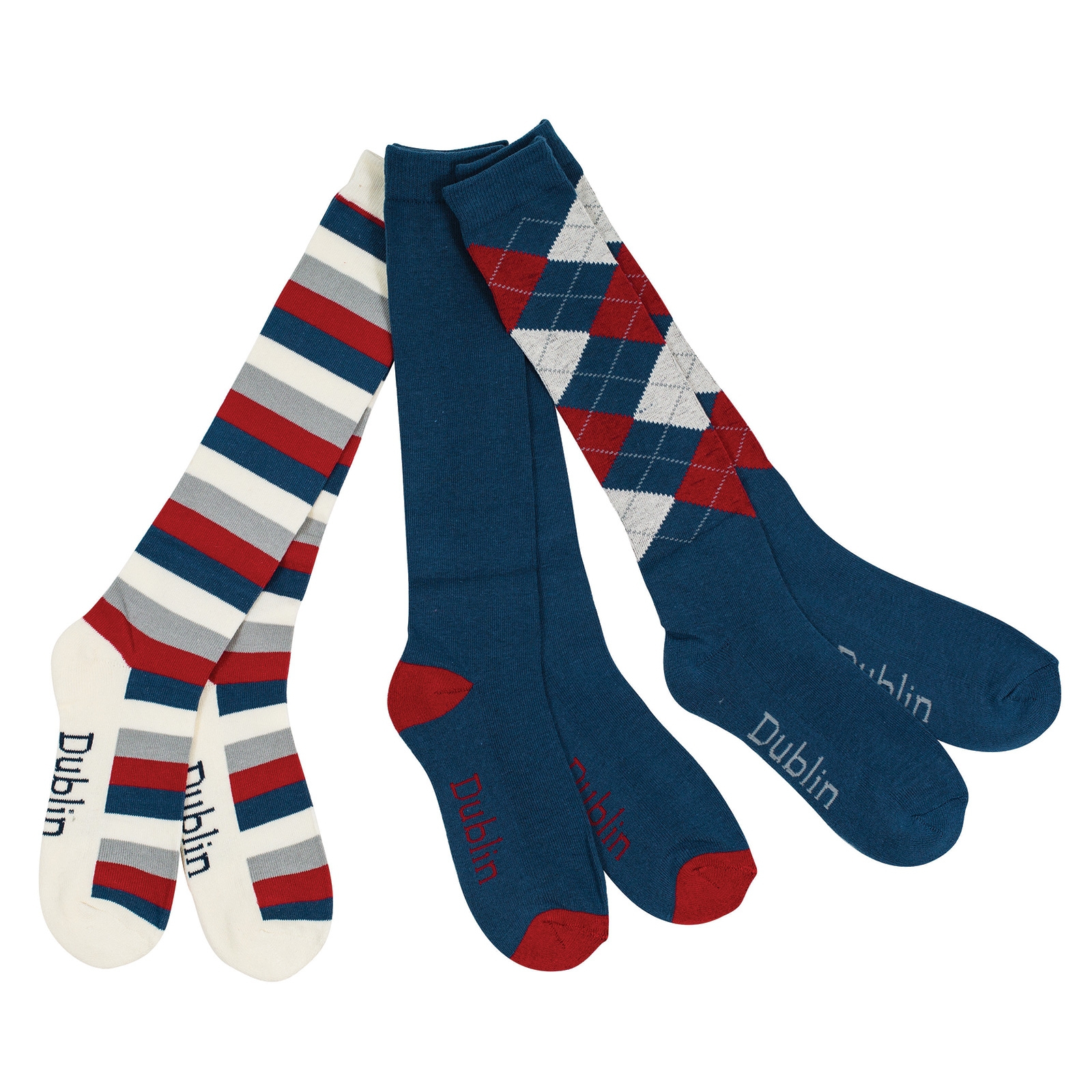 Dark Blue/Red/White Dublin Socken 3er Pack / 3 Muster