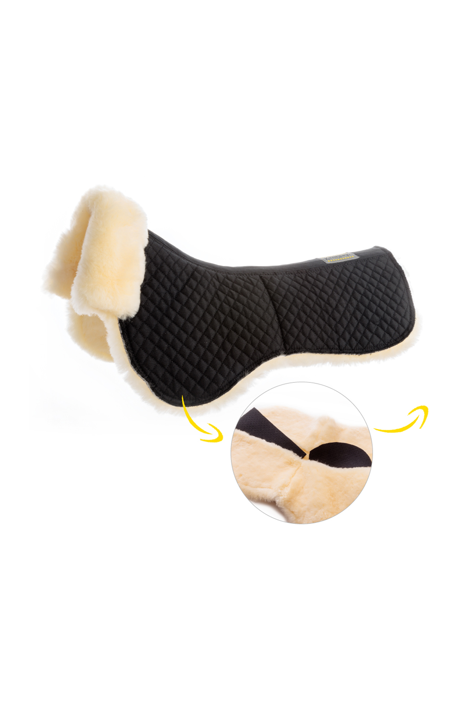 Black/Natural Kavalkade Lammfell-Satteldecke mit Innentaschen