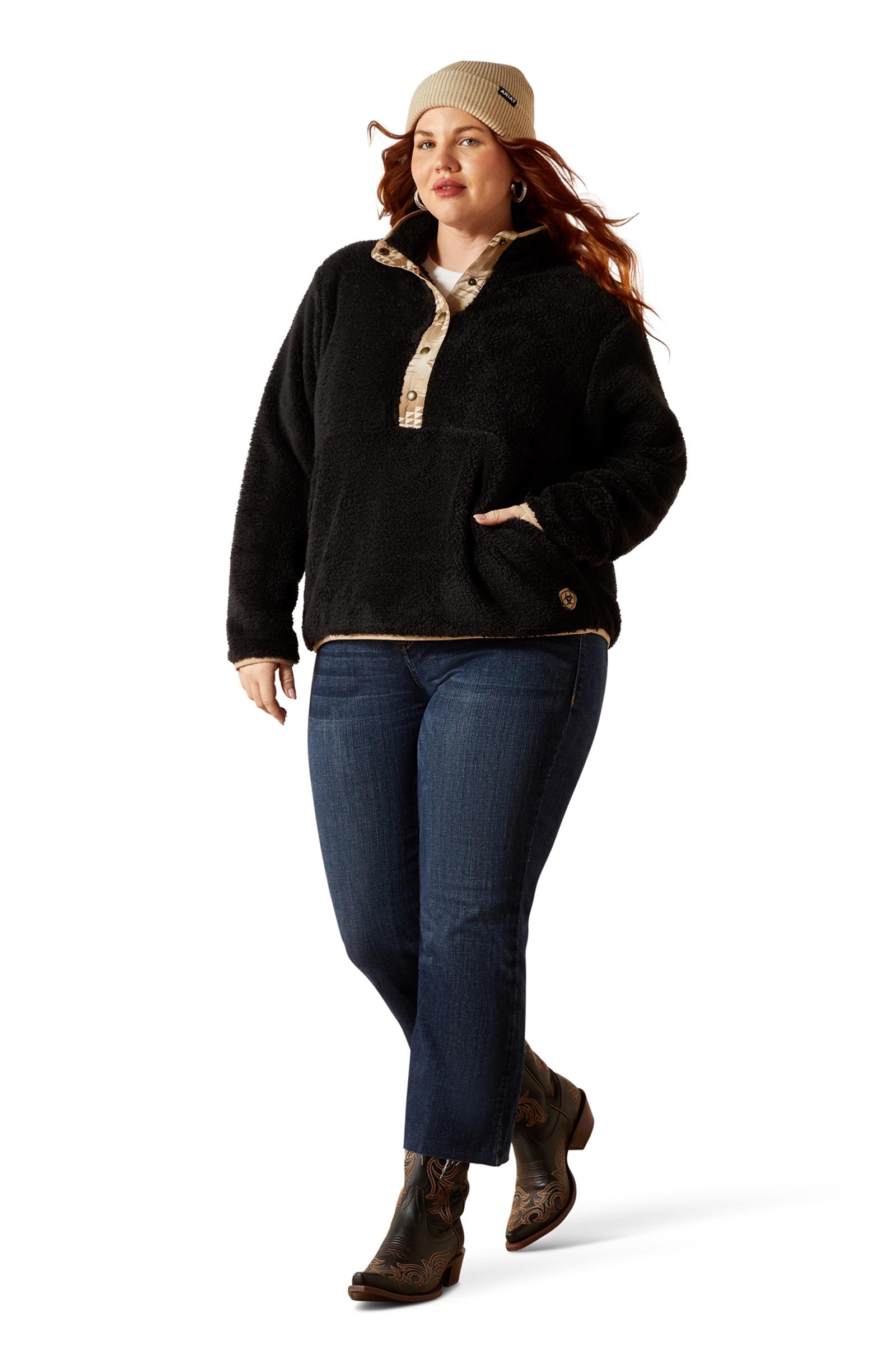 Ariat Berber Snap Damenpullover mit halber Knopfleiste