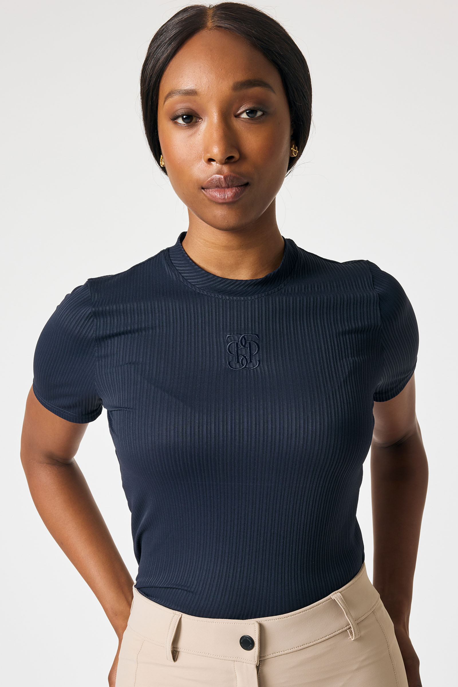 Navy PS of Sweden Courtney S/S Gestreiftes Mesh-Shirt