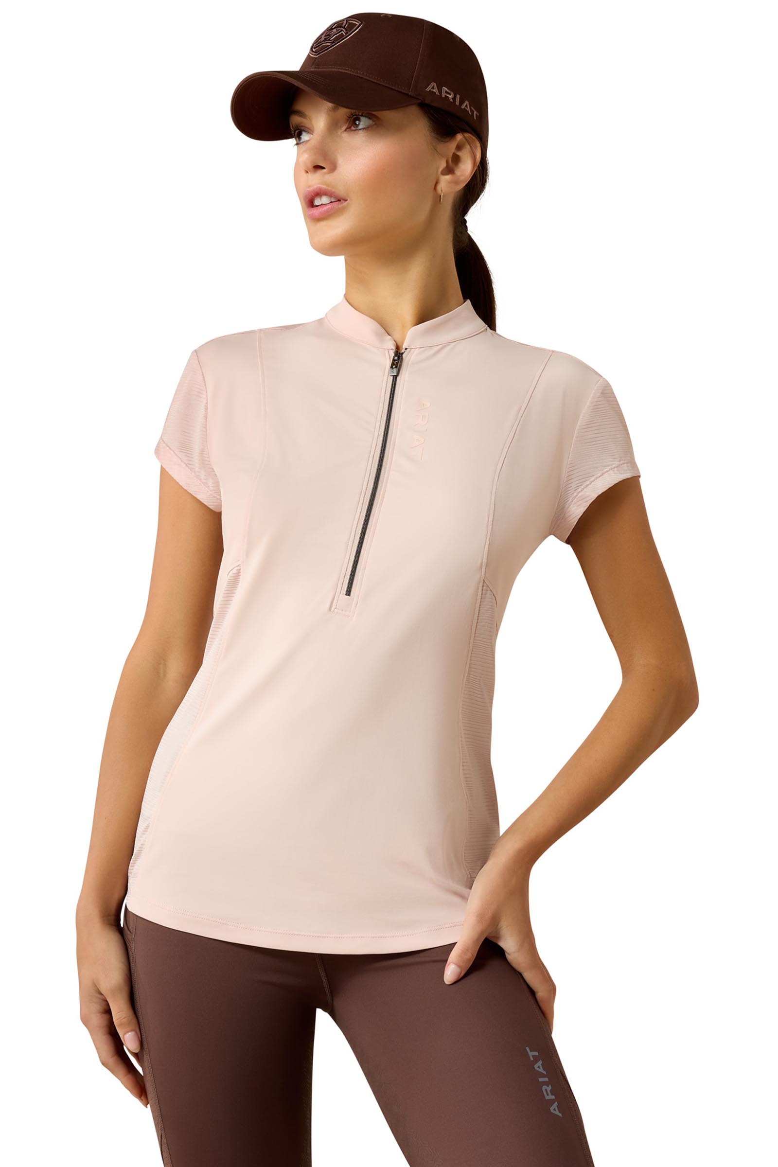 Sepia Rose Ariat Breathe Damen Baselayer mit 1/2 Rei&szlig;verschluss