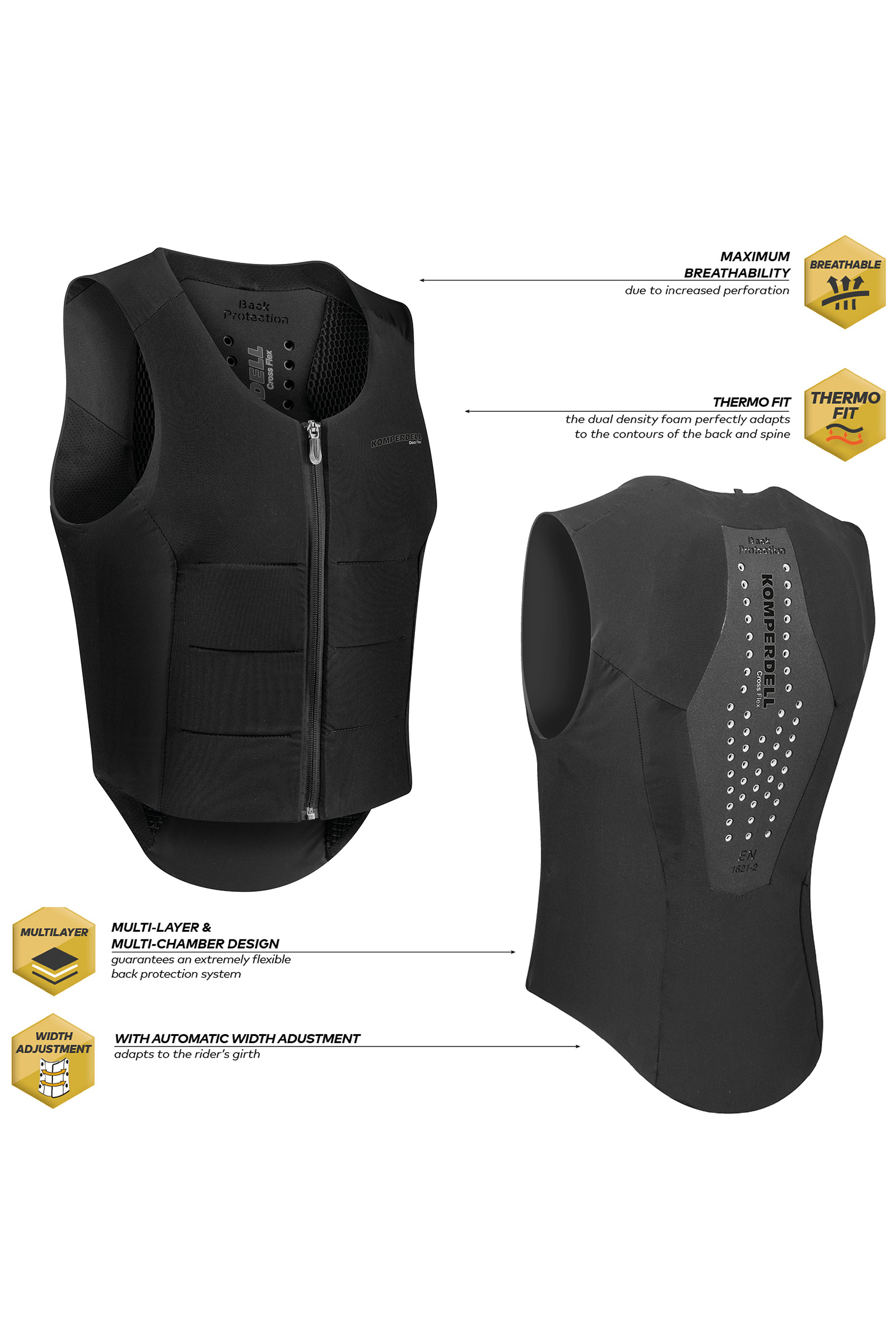 Komperdell FlexFit Ballistic Weste mit R&uuml;ckenprotektor, normale Passform