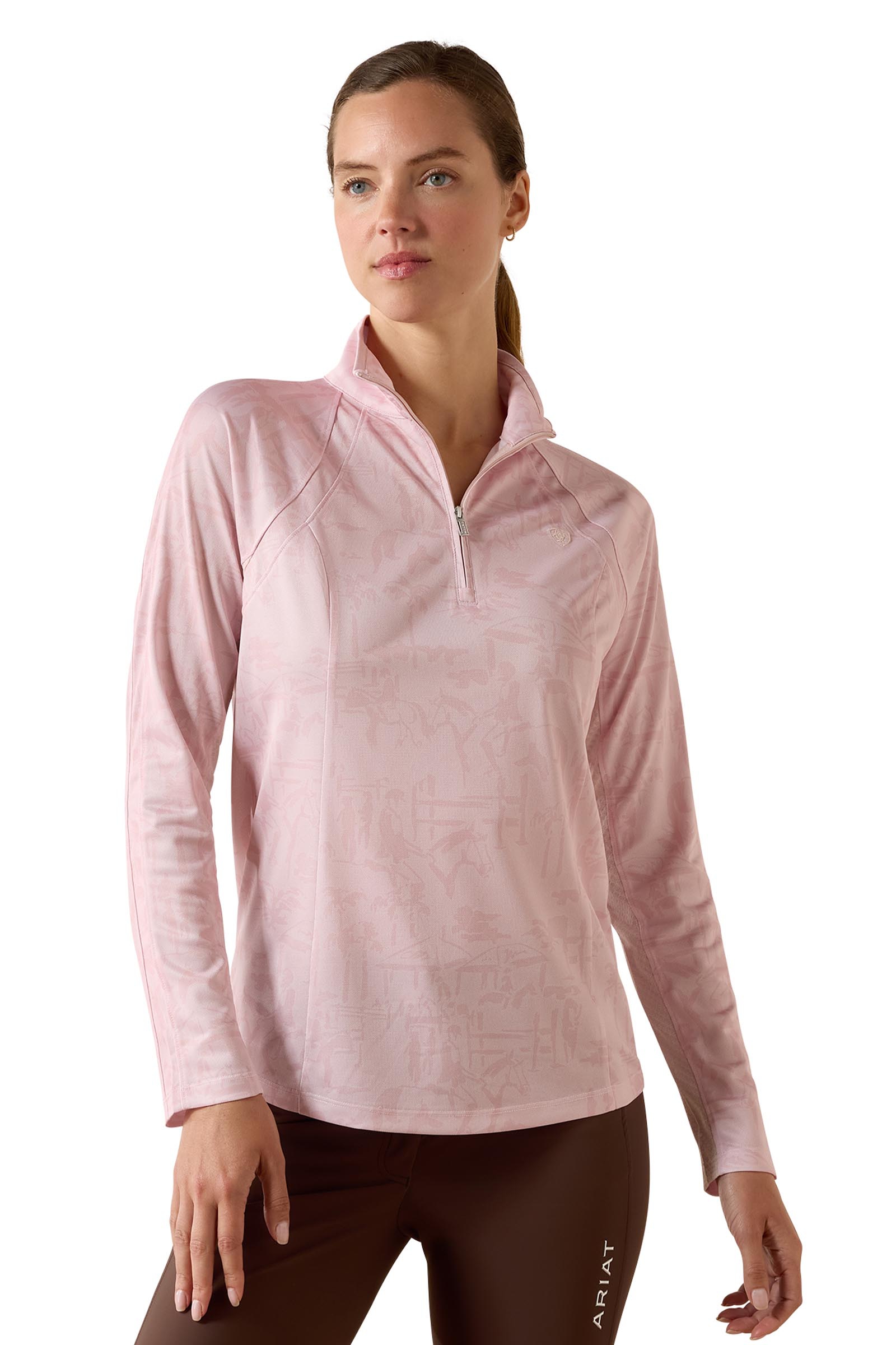 Sepia Rose Horse Park Ariat Damen Sunstopper 3.0 Baselayer mit 1/4 Rei&szlig;verschluss