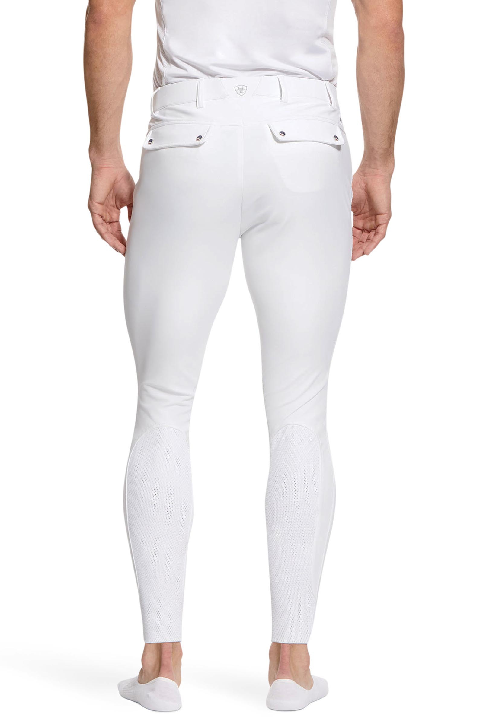 White Ariat Tri Factor Grip Herren Reithose mit Kniebesatz