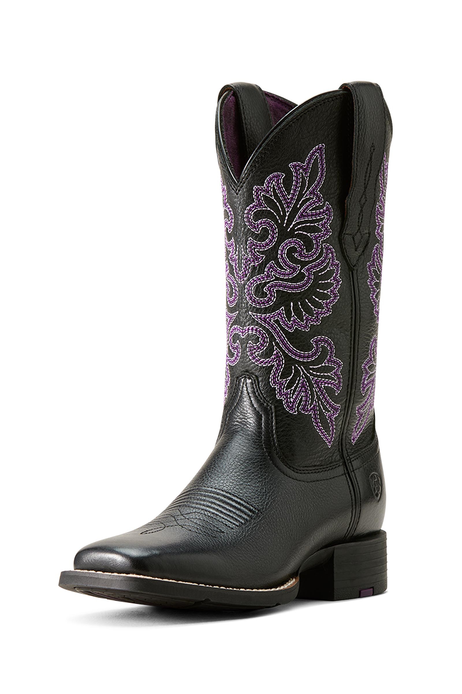 Black Deertan Ariat Round Up StretchFit Damen Westernstiefel