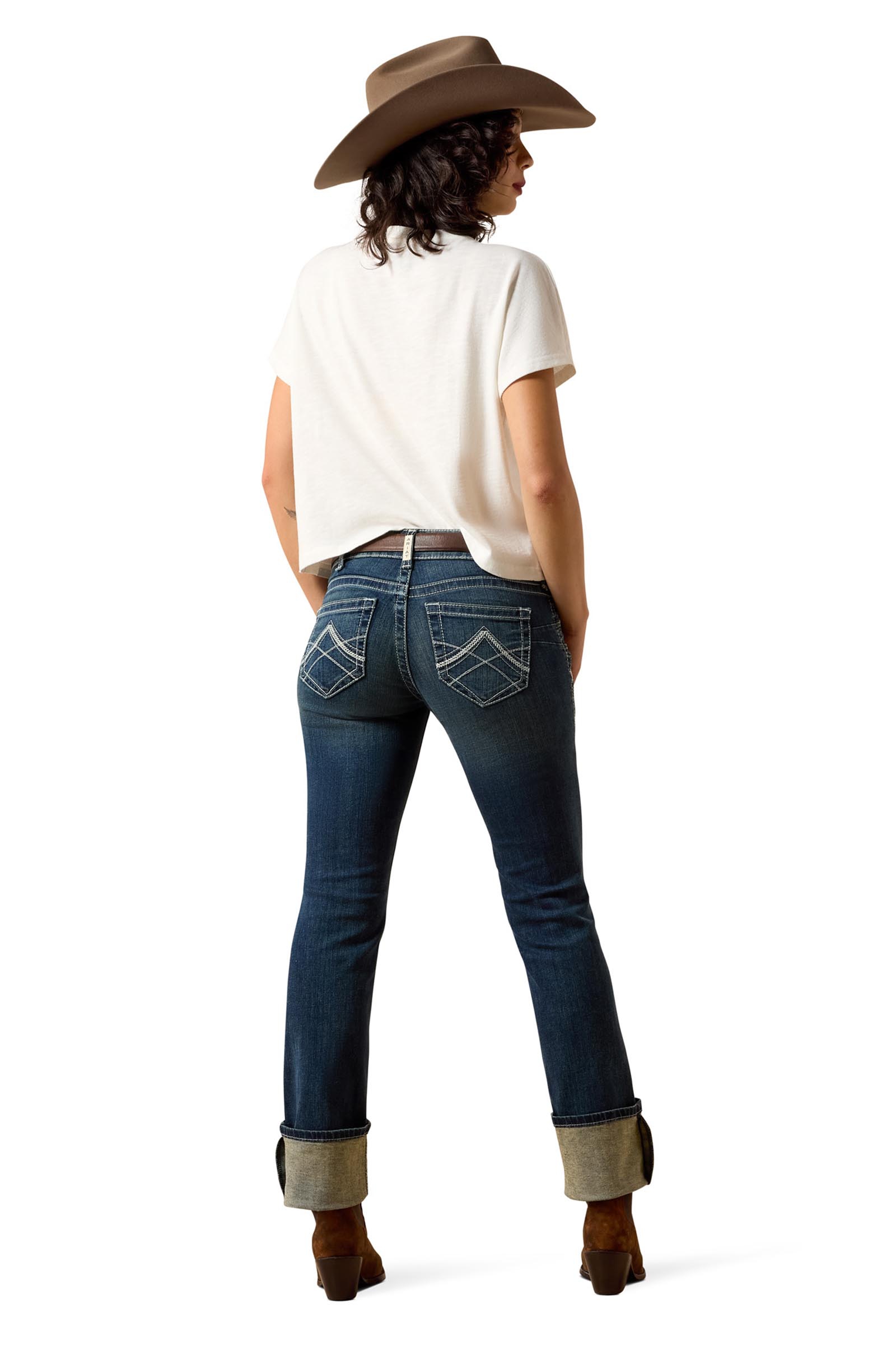 Ariat R.E.A.L. Mid Rise Stretch Icon Stackable Damen Jeans mit geradem Bein