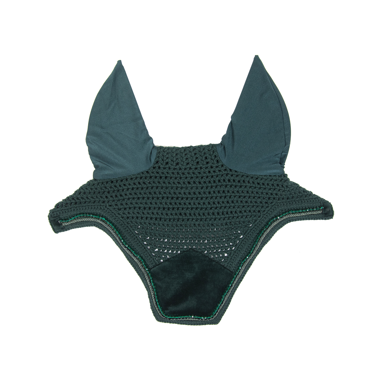 Ponderosa Pine Dark green Kentucky Horsewear Velvet Pearls Fliegenhaube