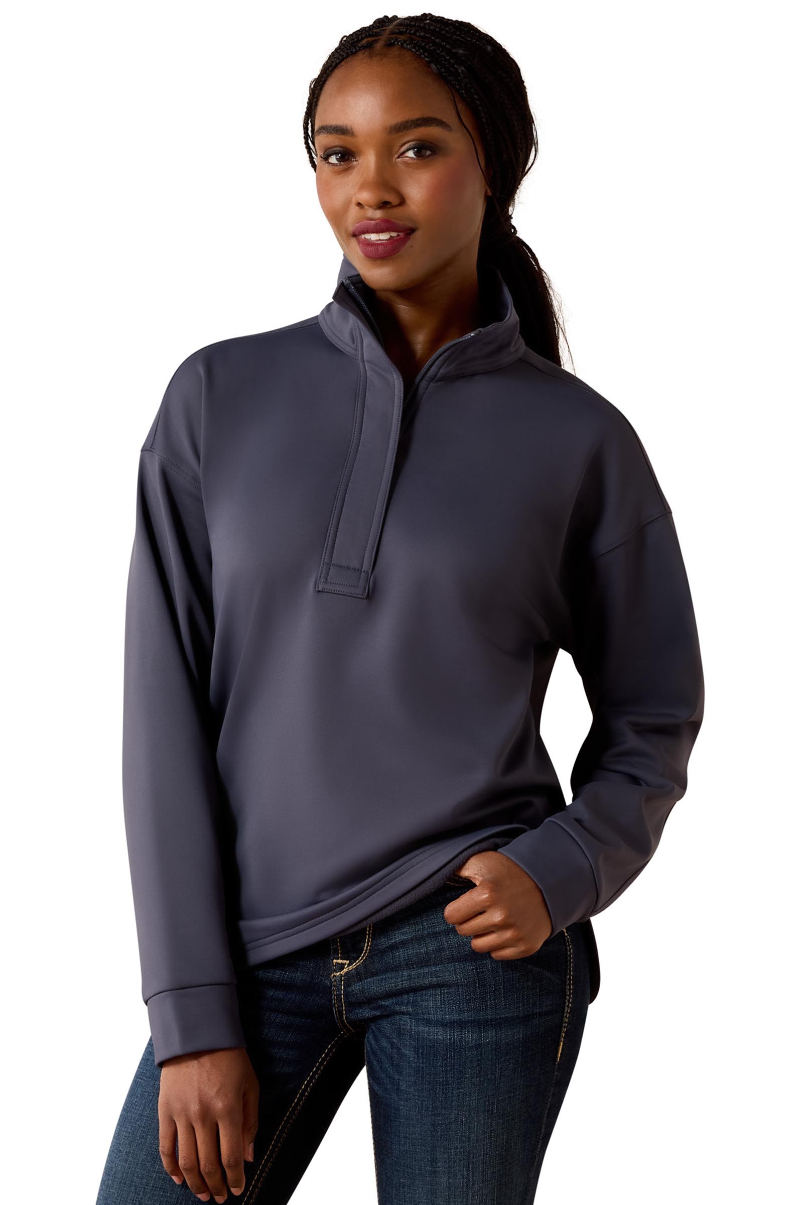 Ombre Blue Ariat Damen Breeze Logo 1/2 Zip Sweatshirt