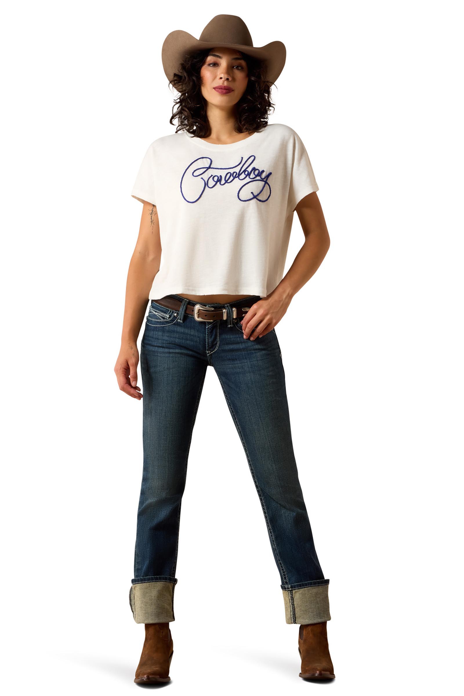 Ariat R.E.A.L. Mid Rise Stretch Icon Stackable Damen Jeans mit geradem Bein