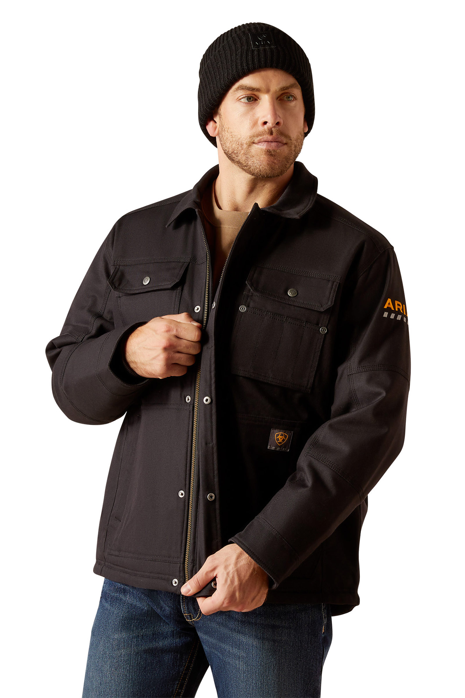 Black Ariat Rebar DuraCanvas Sherpa-Lined Herrenmantel