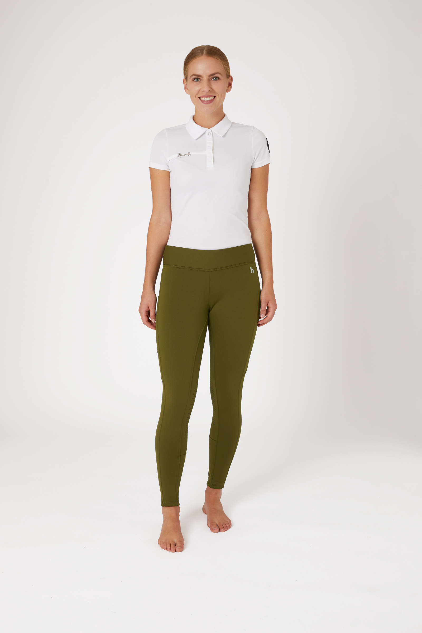 Horze Active Damen Winter Kniebesatzreitleggings mit Handytasche