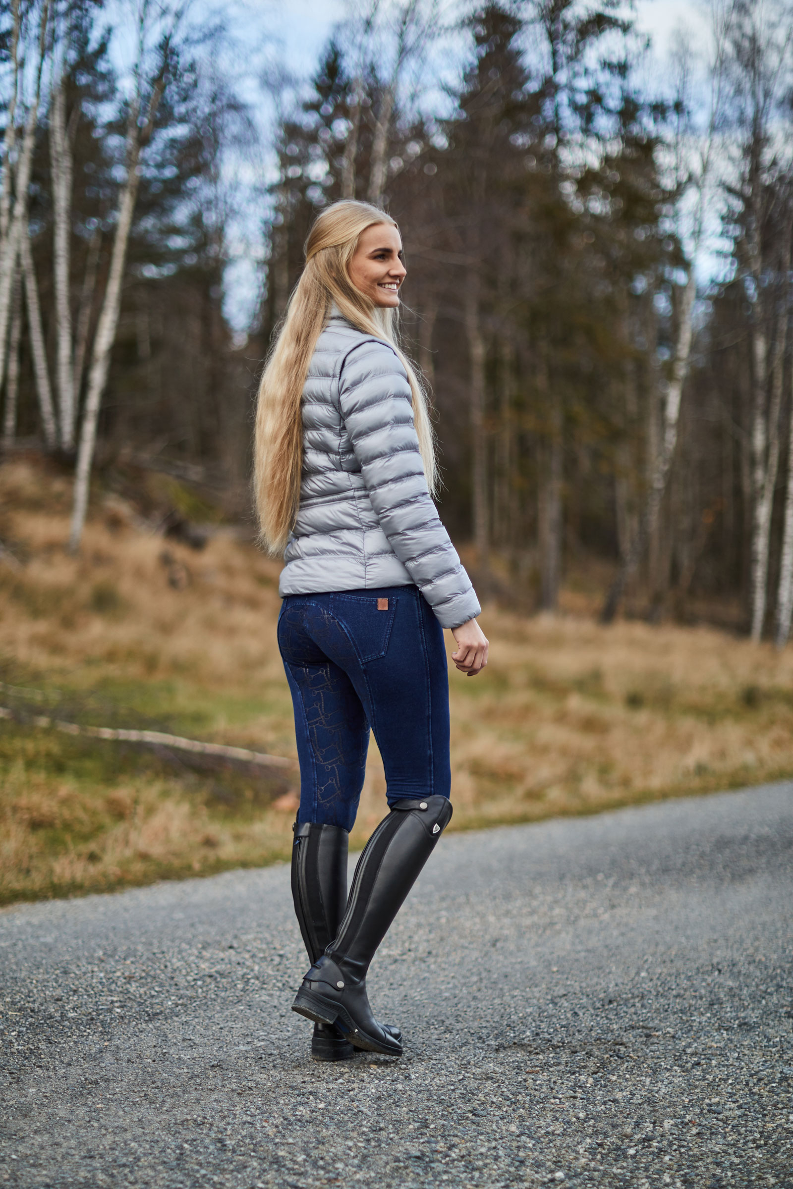 Horze Kacy Damen Jeans Thermoreithose mit Vollbesatz