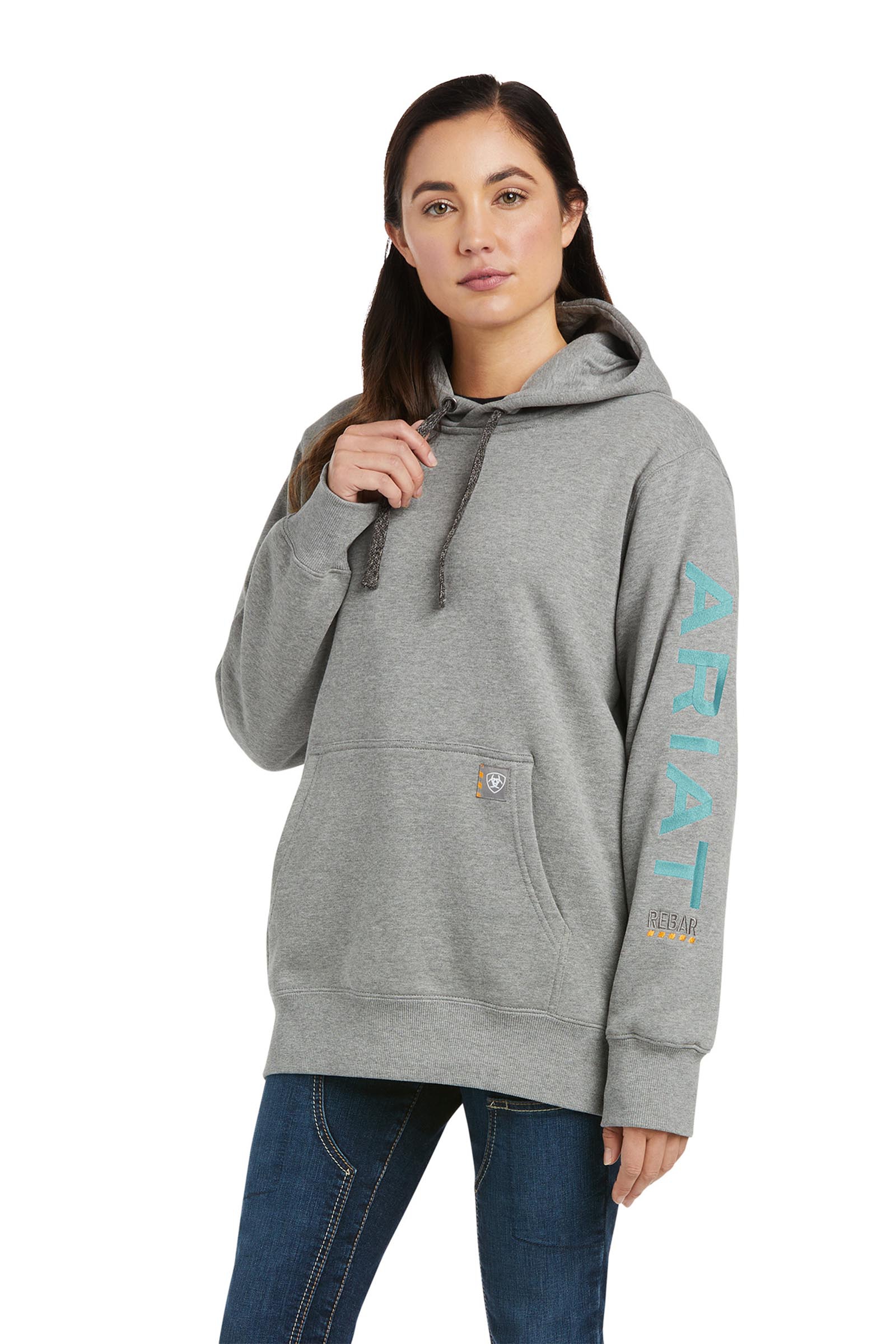 Heather Grey Ariat Rebar Damen Hoodie mit Print