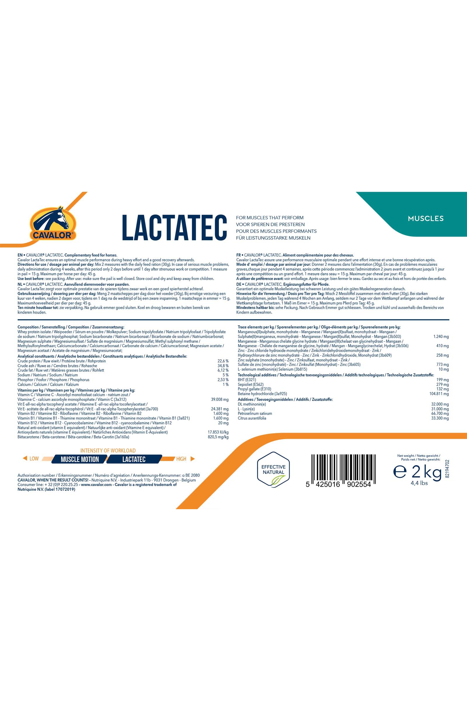 Cavalor Lactatec Pulver, Muskulatur, 2kg