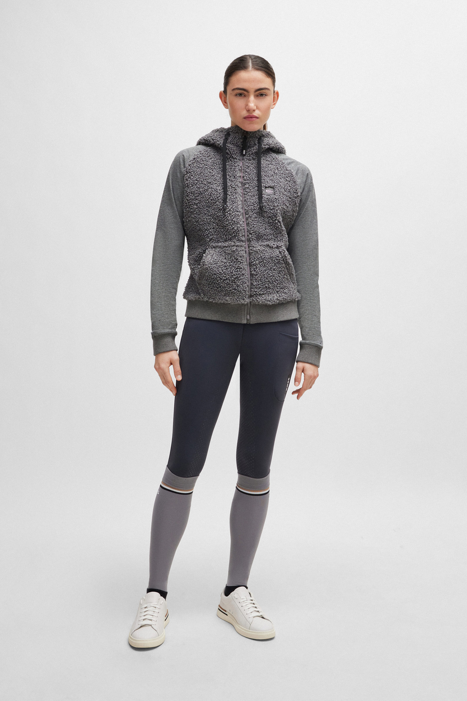 Boss Riva Teddy Hybrid Zip Hoodie 