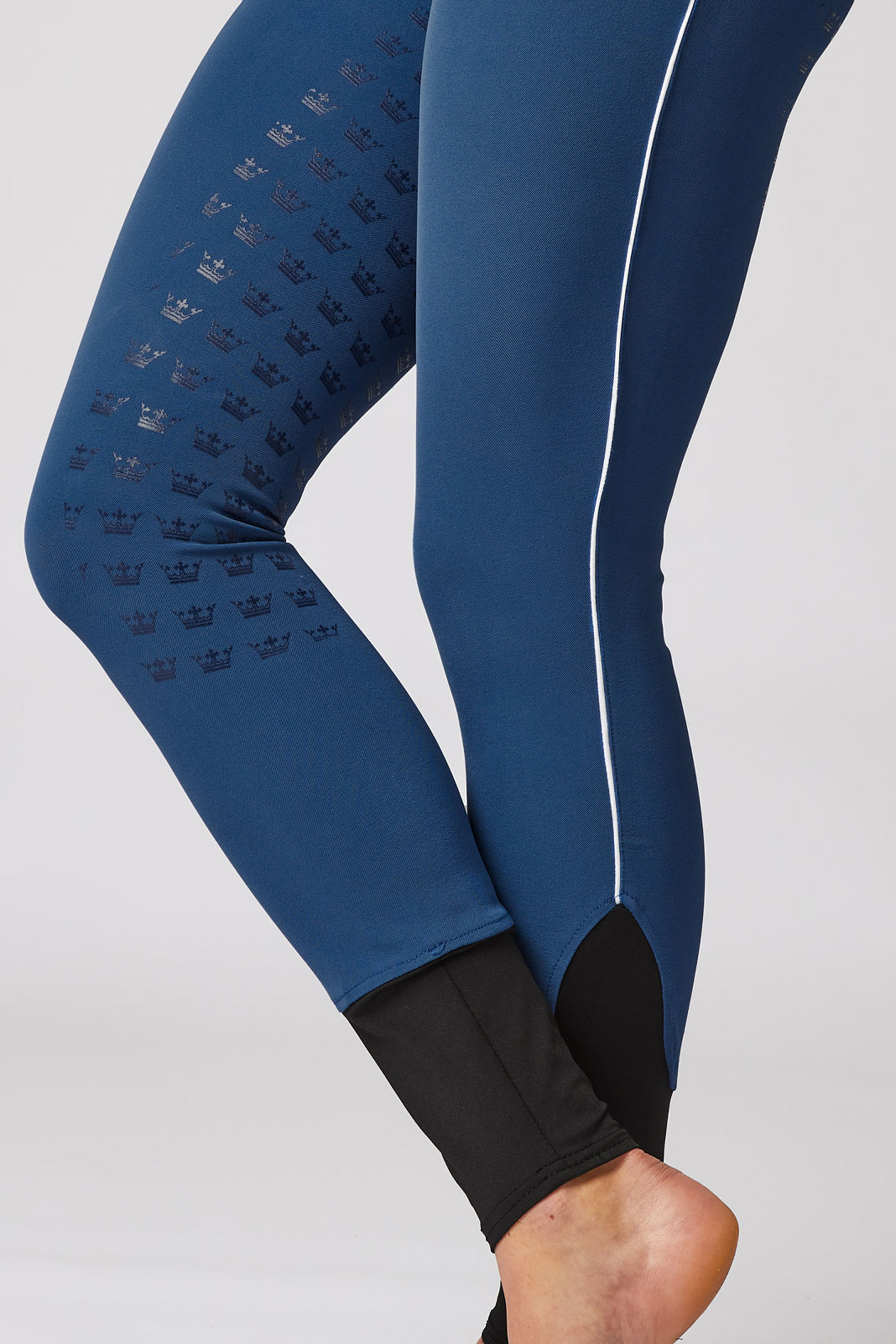 Reithose mit Vollbesatz mit hohem Bund und Kontrasteinfassung