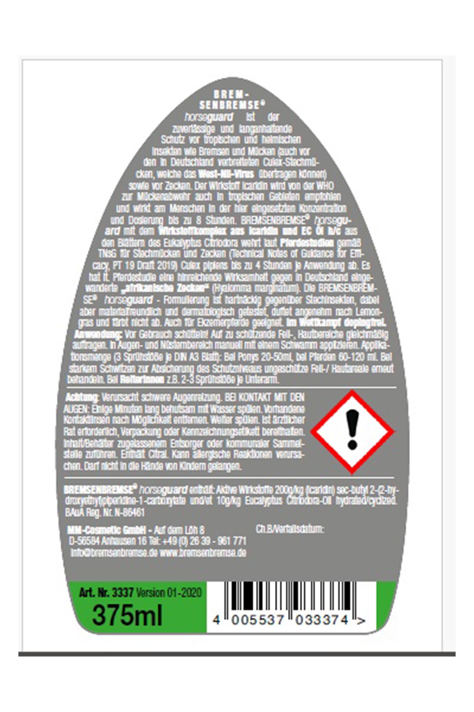 Bremsenbremse Horseguard Insektenschutz, Fliegenspray, 375ml