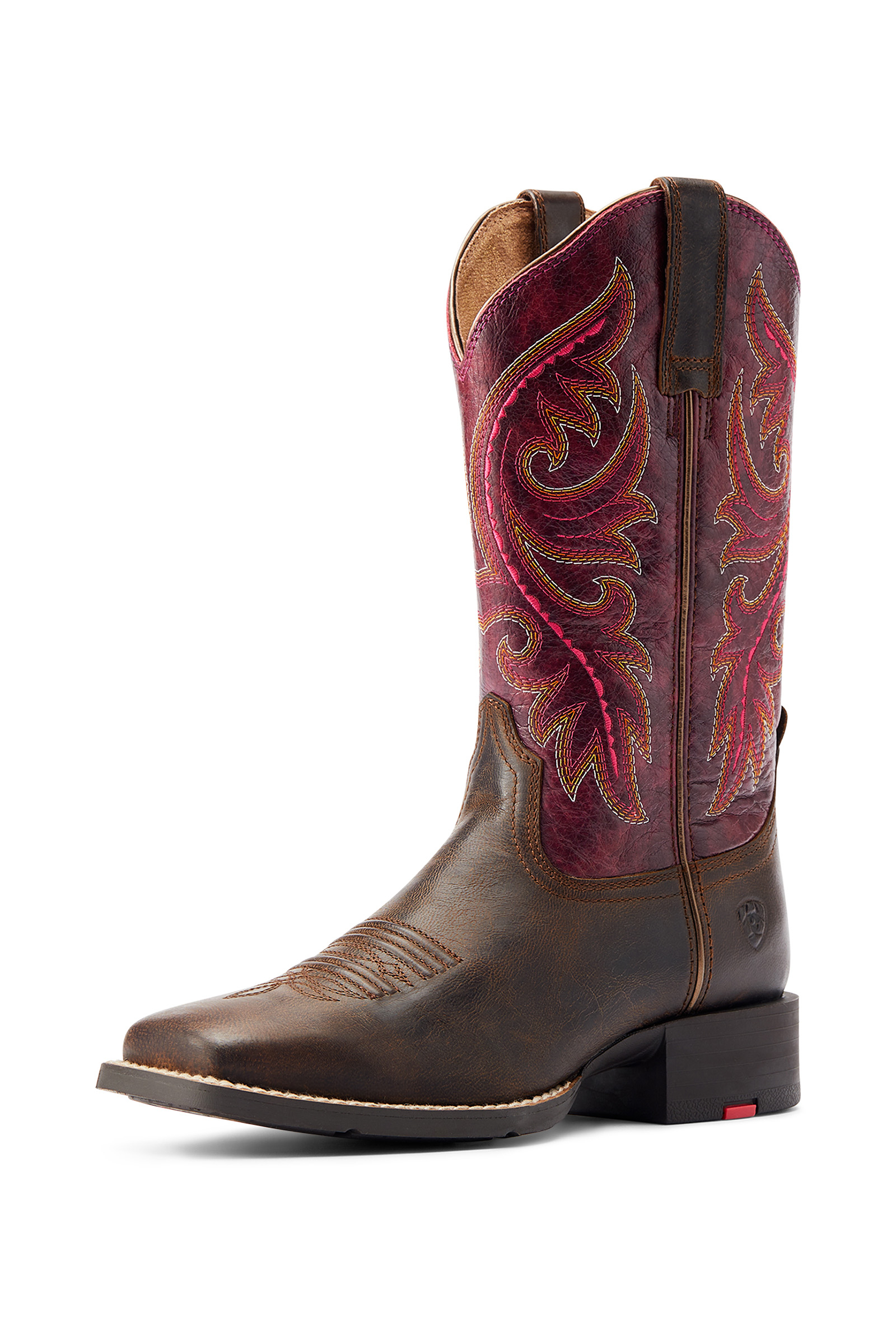 Dark Brown/Pink Ariat Round Up Damen-Westernstiefel mit Reißverschluss hinten