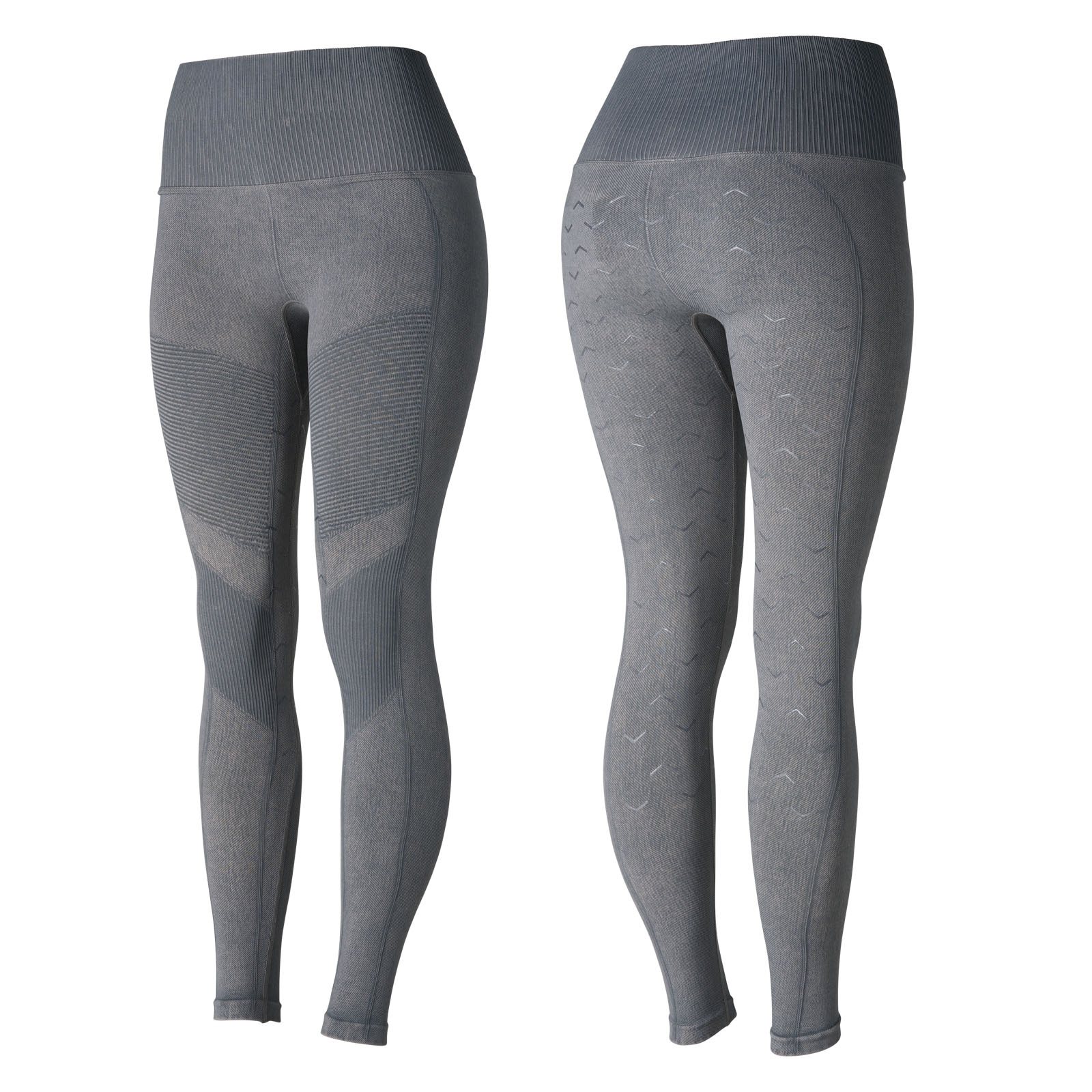 Light Grey Horze Vanessa Reitleggings mit Vollbesatz, Nahtlos in Jeansoptik
